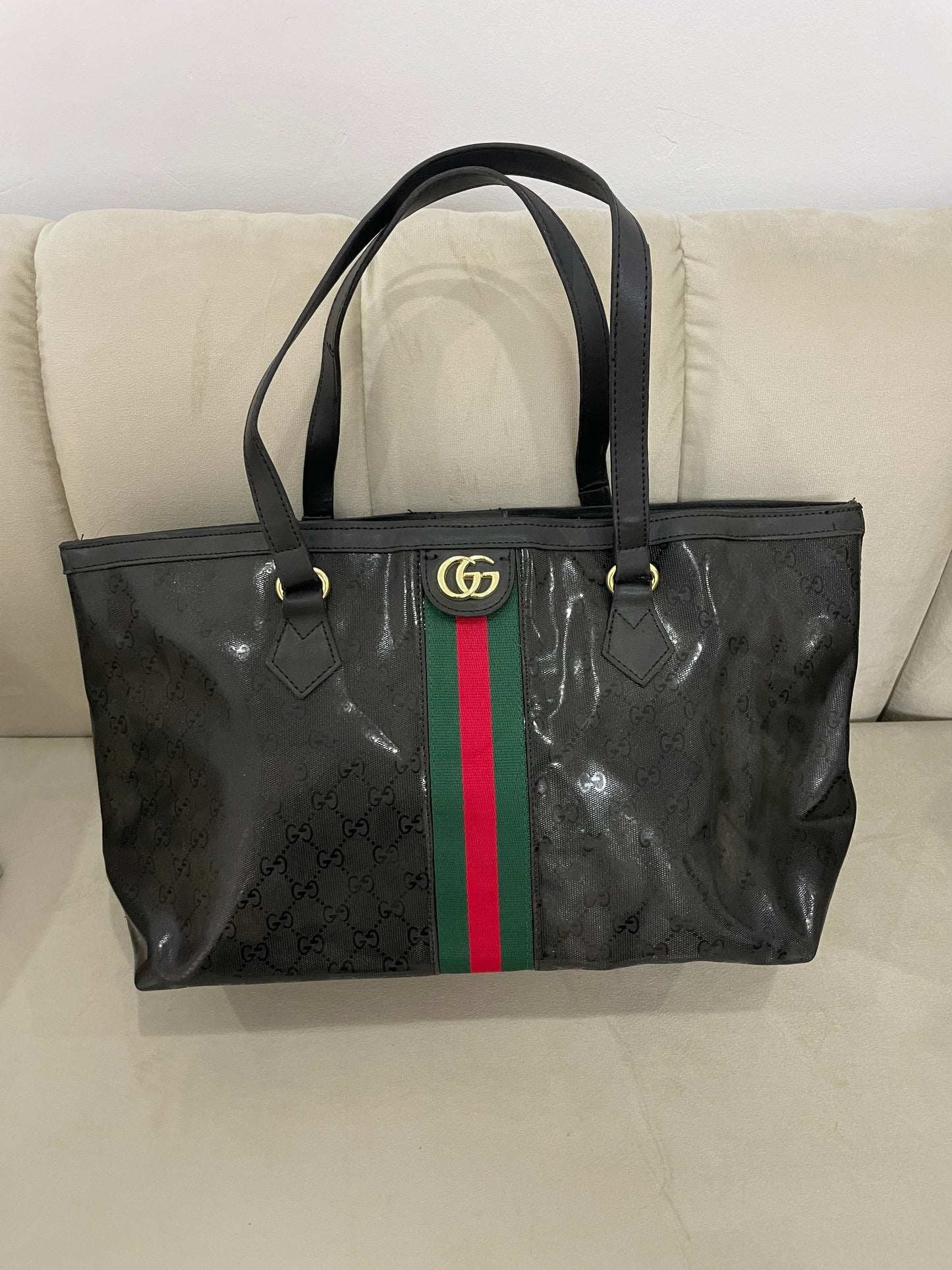 Gucci- Bolso Grande Tiras Verde/Negro